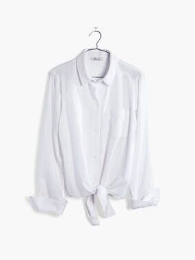 Madewell White Button-Front Tie-Hem Women’s Shirt XS